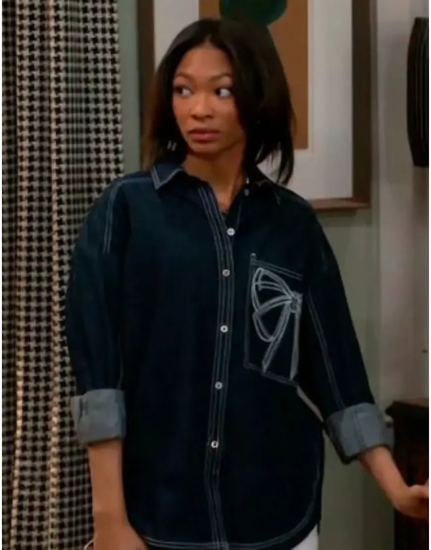 Beyond the Gates S02 Camryn Jade Bow Denim Shirt WorthVee