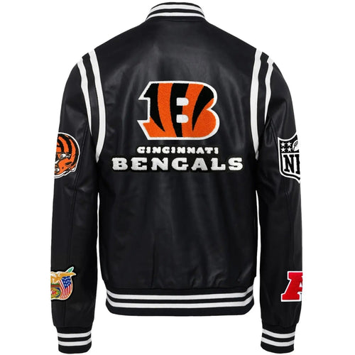 Cincinnati Bengals Jeff Hamilton Black Leather Varsity Jacket WorthVee