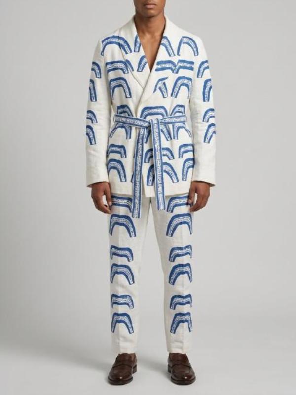 Emily In Paris S6 Samuel Arnold Blue Ancient Print Suit