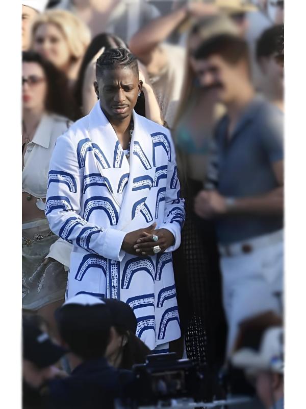 Emily In Paris S6 Samuel Arnold Blue Ancient Print Suit