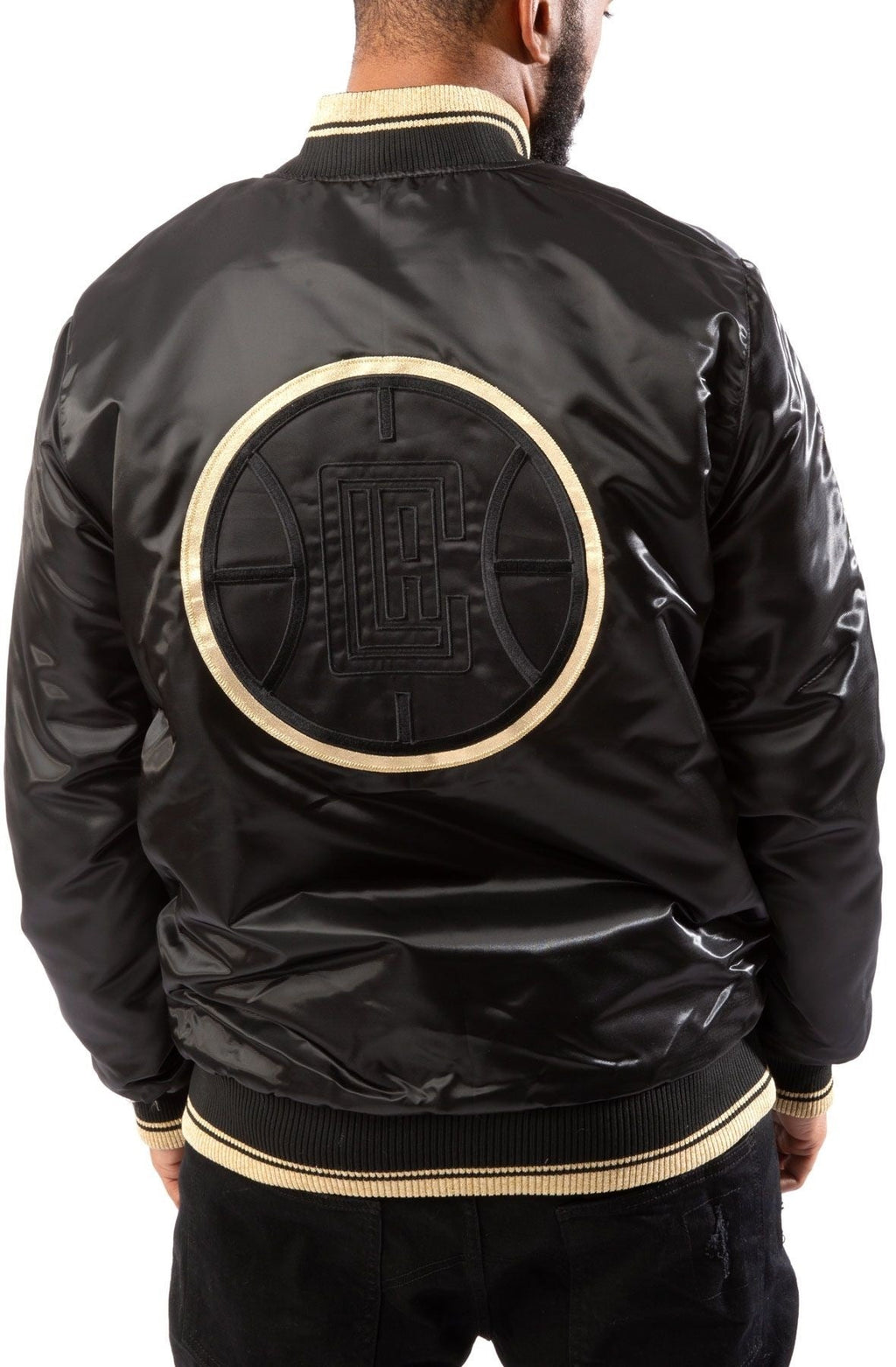 Los Angeles Clippers Black And Gold Satin Bomber Jacket WorthVee
