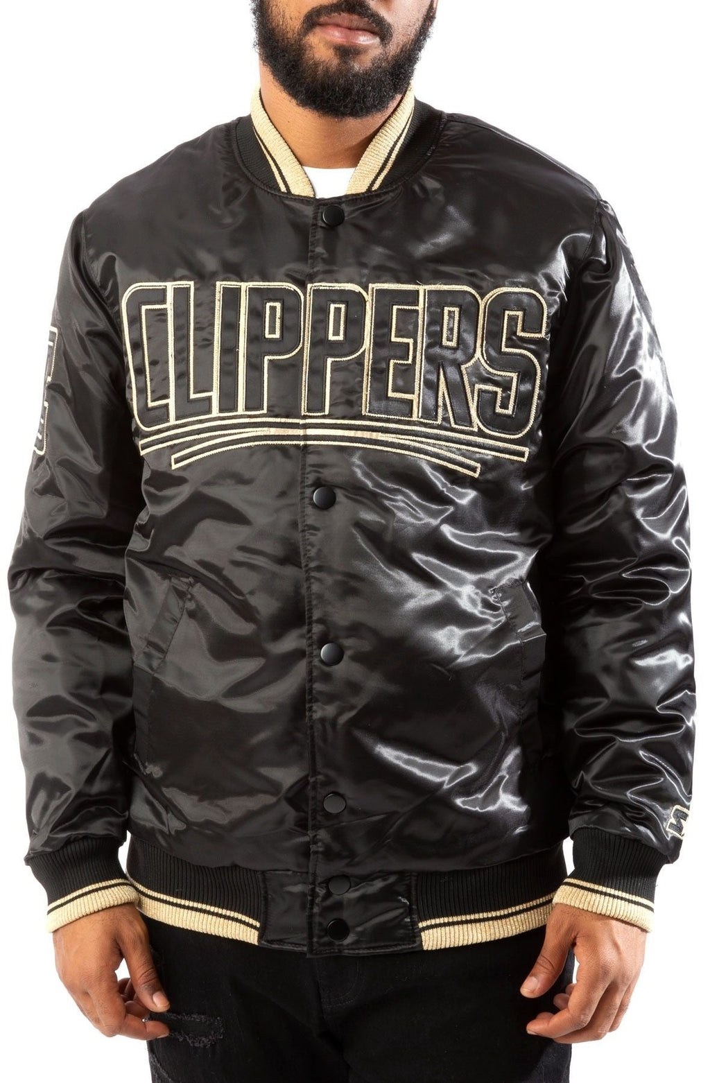 Los Angeles Clippers Black And Gold Satin Bomber Jacket WorthVee